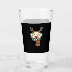 Funny Christmas Dog Xmas Reindeer Labrador Holiday Glass