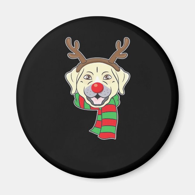 Funny Christmas Dog Xmas Reindeer Labrador Holiday Magnet (Front)