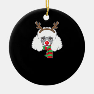 Funny Christmas Dog Xmas Reindeer Poodle Holiday S Ceramic Ornament