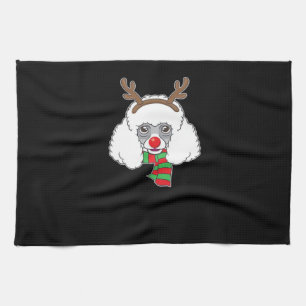 Funny Christmas Dog Xmas Reindeer Poodle Holiday S Tea Towel