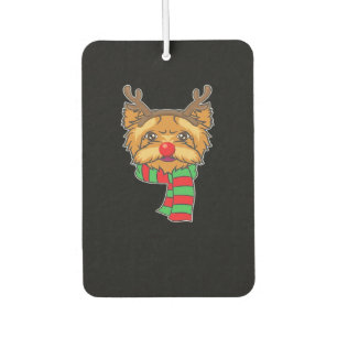 Funny Christmas Dog Xmas Reindeer Yorkshire Holida Car Air Freshener