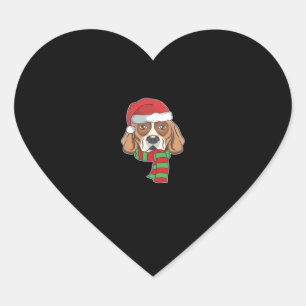 Funny Christmas Dog Xmas Santa Beagle Holiday Gift Heart Sticker