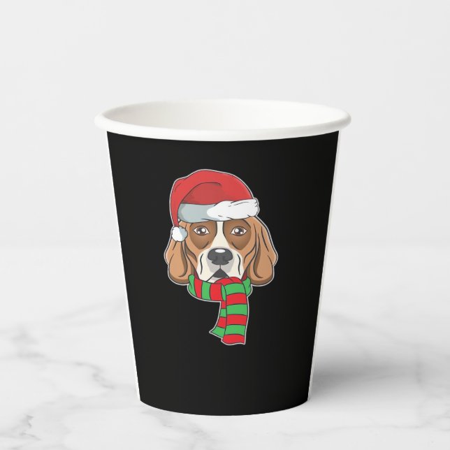 Funny Christmas Dog Xmas Santa Beagle Holiday Gift Paper Cups (Front)