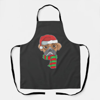 Funny Christmas Dog Xmas Santa Boxer Holiday Gift  Apron