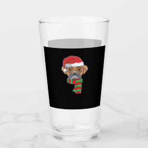 Funny Christmas Dog Xmas Santa Boxer Holiday Gift  Glass