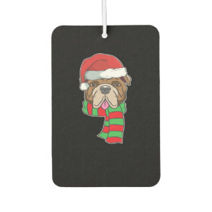 Funny Christmas Dog Xmas Santa Bulldog Holiday Gif Car Air Freshener