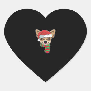 Funny Christmas Dog Xmas Santa Chihuahua Holiday G Heart Sticker
