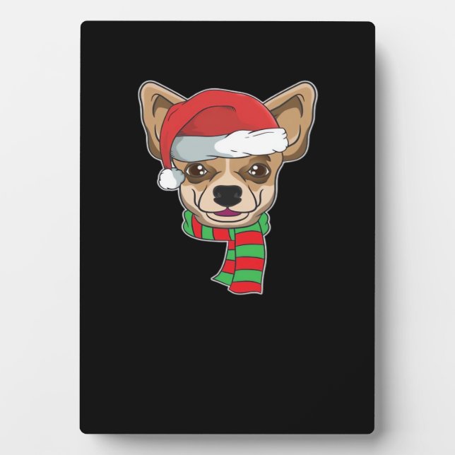 Funny Christmas Dog Xmas Santa Chihuahua Holiday G Plaque (Front)