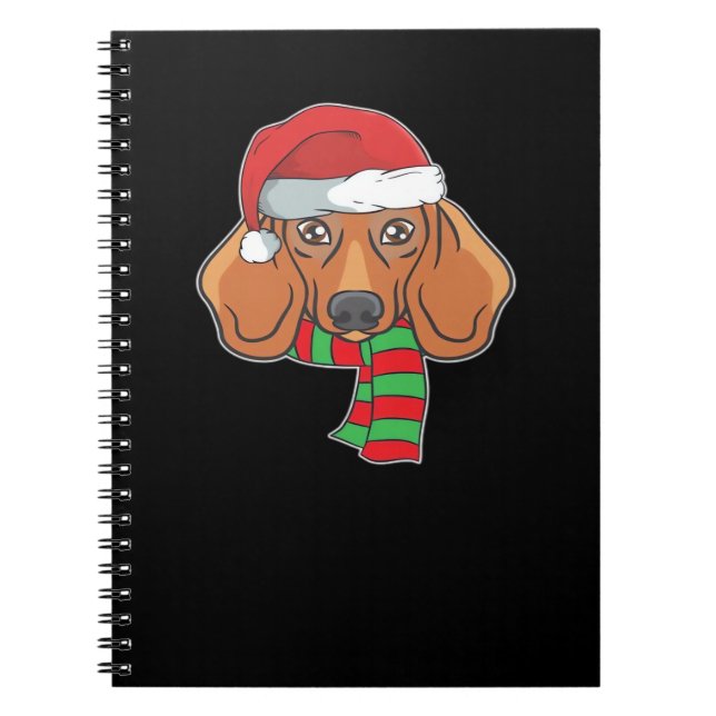 Funny Christmas Dog Xmas Santa Dachshund Holiday G Notebook (Front)