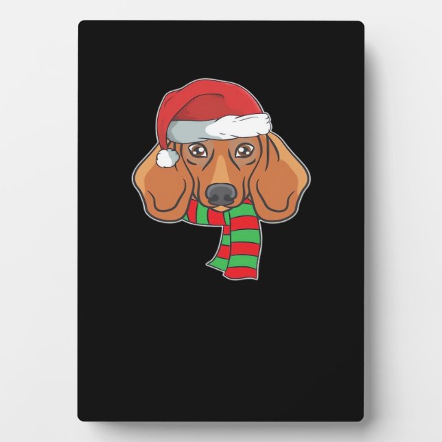 Funny Christmas Dog Xmas Santa Dachshund Holiday G Plaque (Front)
