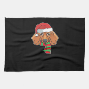 Funny Christmas Dog Xmas Santa Dachshund Holiday G Tea Towel