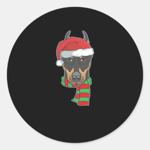 Funny Christmas Dog Xmas Santa Doberman Holiday Gi Classic Round Sticker