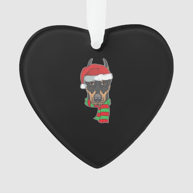 Funny Christmas Dog Xmas Santa Doberman Holiday Gi Ornament (Front)
