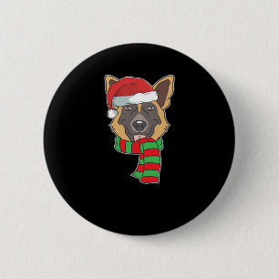 Funny Christmas Dog Xmas Santa German Shepherd Hol 6 Cm Round Badge