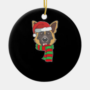 Funny Christmas Dog Xmas Santa German Shepherd Hol Ceramic Ornament