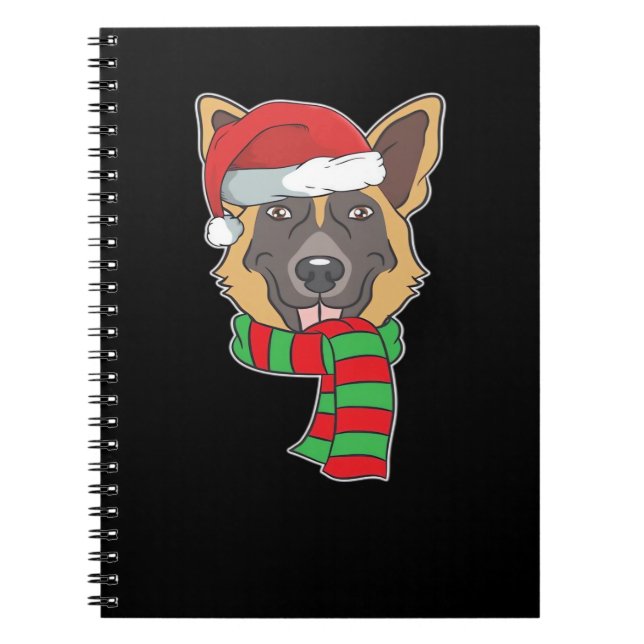 Funny Christmas Dog Xmas Santa German Shepherd Hol Notebook (Front)