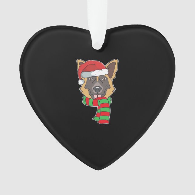 Funny Christmas Dog Xmas Santa German Shepherd Hol Ornament (Front)