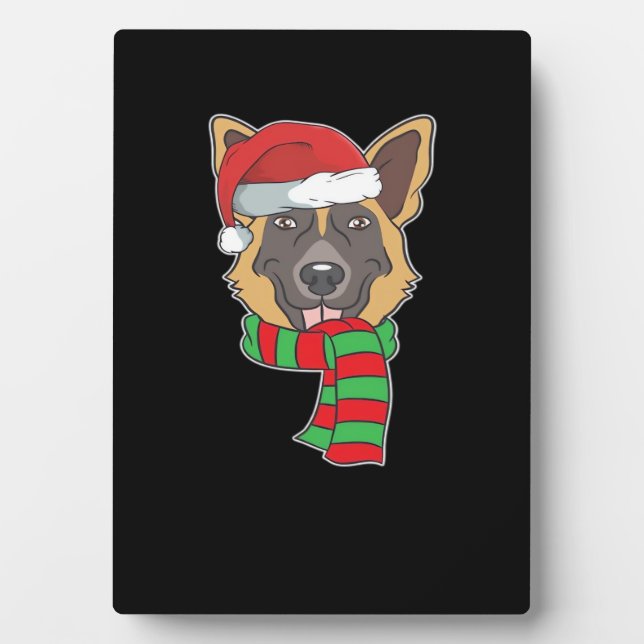 Funny Christmas Dog Xmas Santa German Shepherd Hol Plaque (Front)