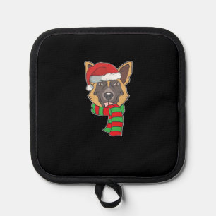 Funny Christmas Dog Xmas Santa German Shepherd Hol Pot Holder