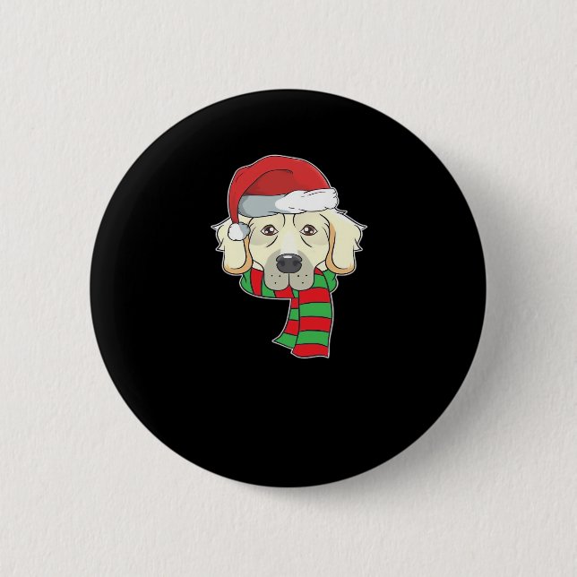 Funny Christmas Dog Xmas Santa Golden Retriever Ho 6 Cm Round Badge (Front)