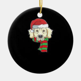 Funny Christmas Dog Xmas Santa Golden Retriever Ho Ceramic Ornament