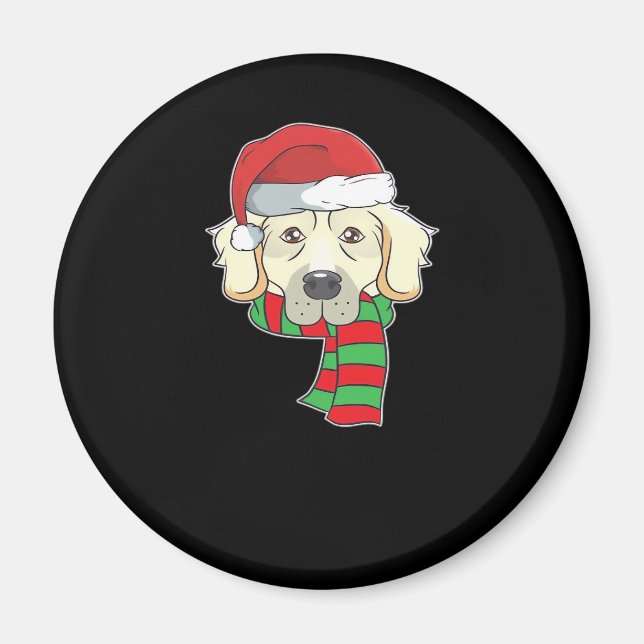 Funny Christmas Dog Xmas Santa Golden Retriever Ho Magnet (Front)