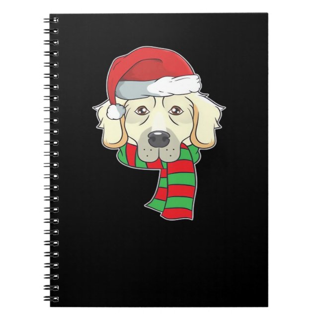 Funny Christmas Dog Xmas Santa Golden Retriever Ho Notebook (Front)