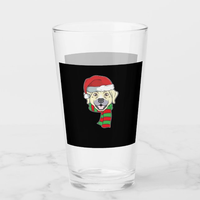 Funny Christmas Dog Xmas Santa Labrador Holiday Gi Glass (Front)