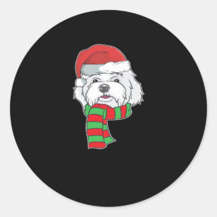 Funny Christmas Dog Xmas Santa Maltese Dog Holiday Classic Round Sticker
