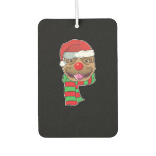 Funny Christmas Dog Xmas Santa Pit bull Holiday Gi Car Air Freshener
