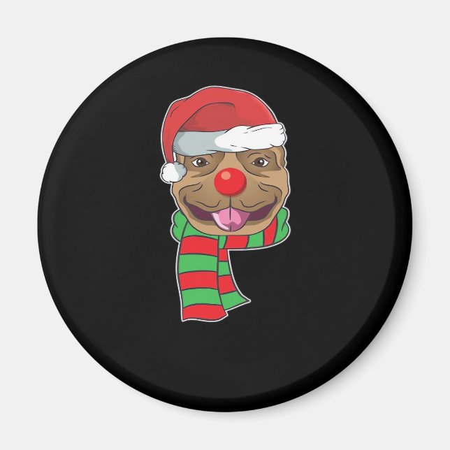 Funny Christmas Dog Xmas Santa Pit bull Holiday Gi Magnet (Front)