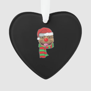 Funny Christmas Dog Xmas Santa Pit bull Holiday Gi Ornament
