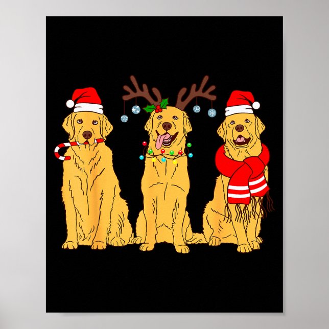Funny Christmas Dogs Design Dog Christmas Wearing  Poster (Front)