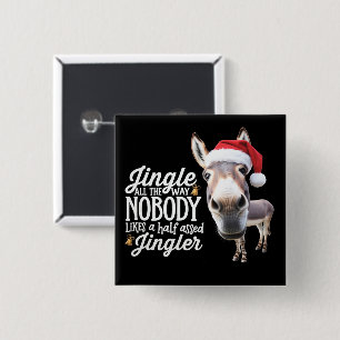 Funny Christmas Donkey Lovers Farm Holiday Animal 15 Cm Square Badge