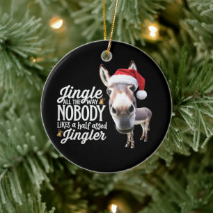 Funny Christmas Donkey Lovers Farm Holiday Animal Ceramic Ornament