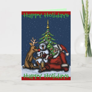 Funny Christmas drinking party Happy Holidays card