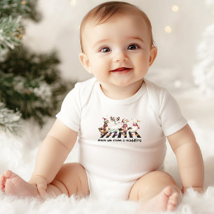 Funny Christmas Ducks Waddle Across Street Baby Bodysuit