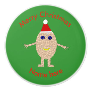 Funny Christmas Egg Ceramic Knob