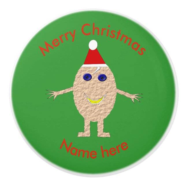 Funny Christmas Egg Ceramic Knob (Front)