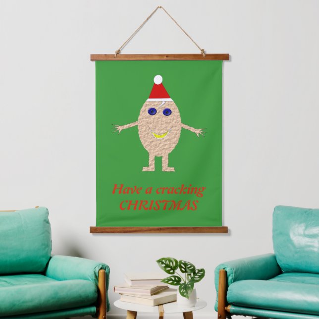 Funny Christmas Egg Funny Custom Hanging Tapestry (Living Room)