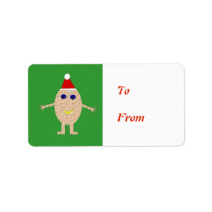 Funny Christmas Egg Present Tag Label