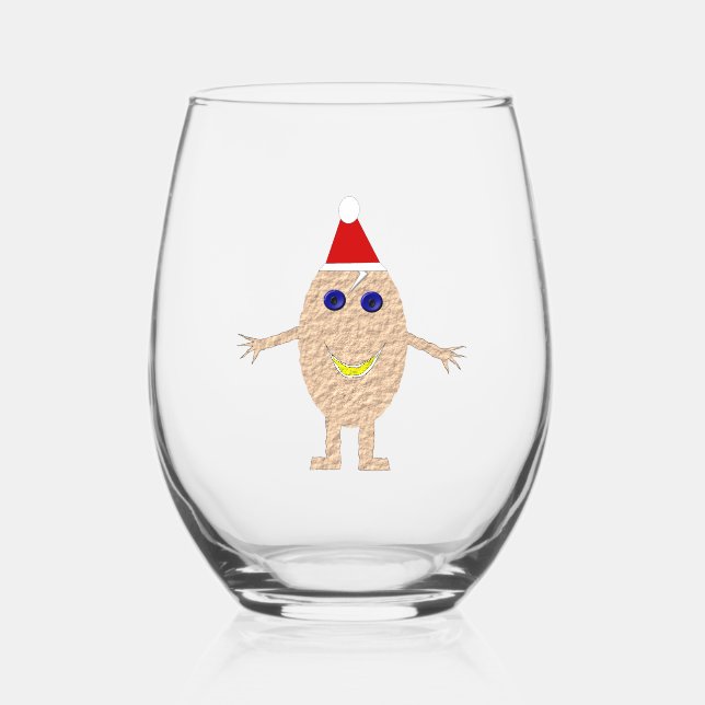 Funny Christmas Egg Stemless Wine Glass (Front)