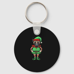 Funny Christmas Elf Belgian Malinois Dog Classic T Key Ring
