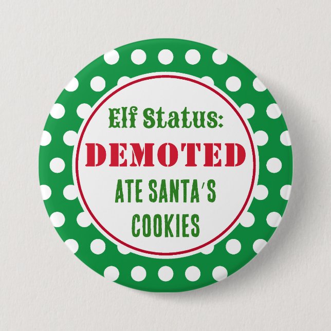 Funny Christmas Elf Button (Front)