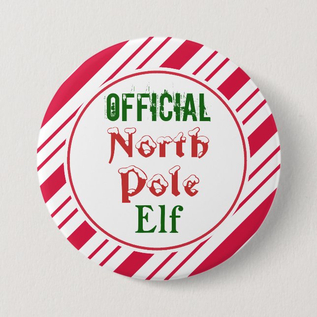 Funny Christmas Elf Button Pin (Front)