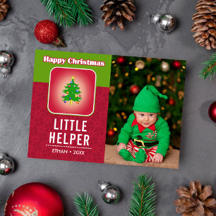 Funny Christmas Elf Cute Baby Holiday Photo Card