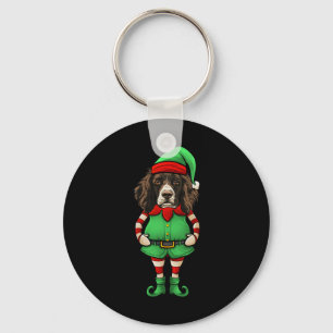 Funny Christmas Elf English Springer Spaniel Dog  Key Ring