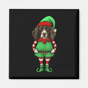 Funny Christmas Elf English Springer Spaniel Dog Magnet