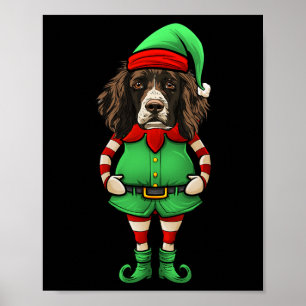 Funny Christmas Elf English Springer Spaniel Dog Poster