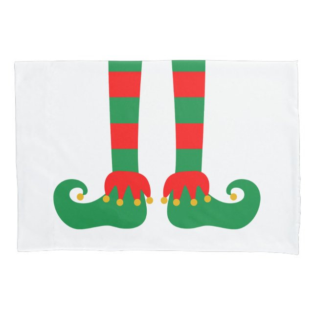 Funny Christmas elf feet pillowcase for bedroom (Front)